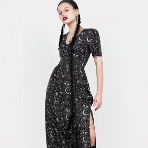 Disturbia Stellaluna V Neck Button Short Sleeve Midaxi Dress NWT